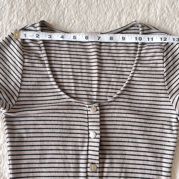 Hearts and Hips brown and tan button up striped dress size small - Picture 11 of 16